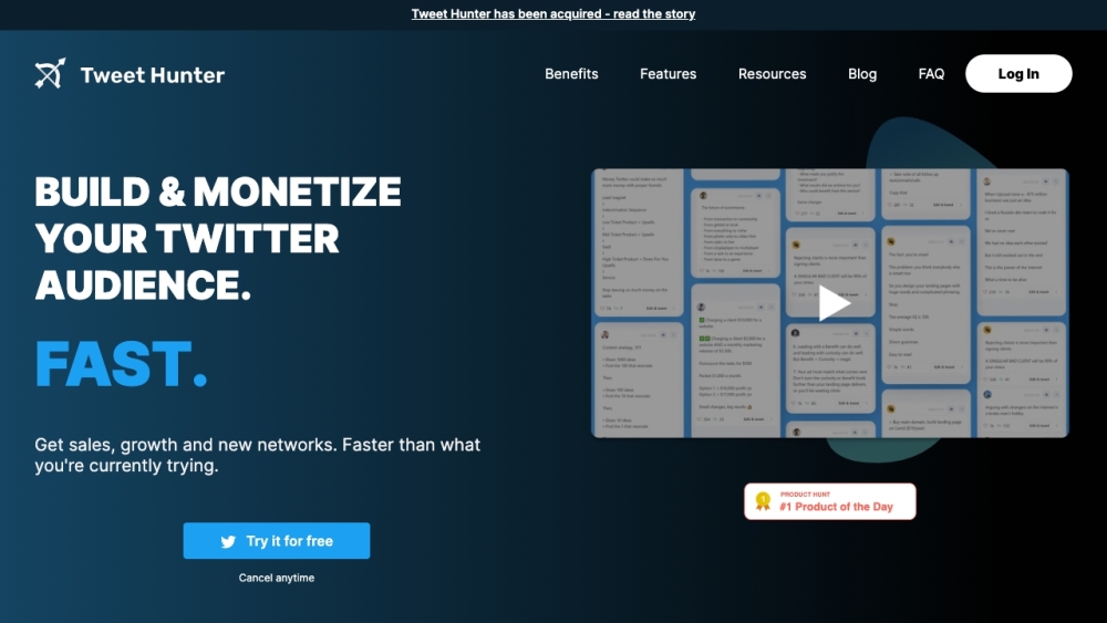 Tweet Hunter website screenshot