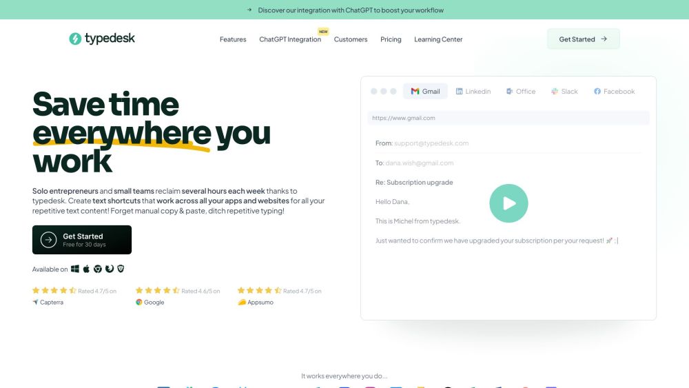 Typedesk website screenshot