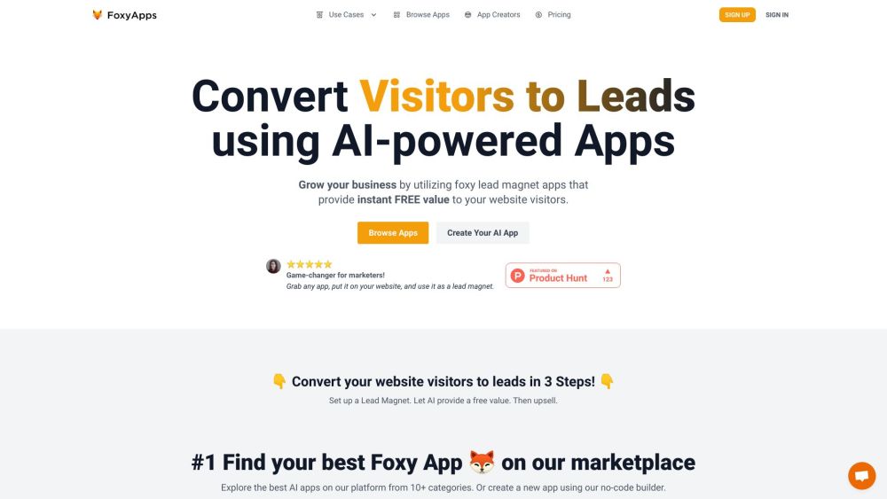 Foxyapps website screenshot
