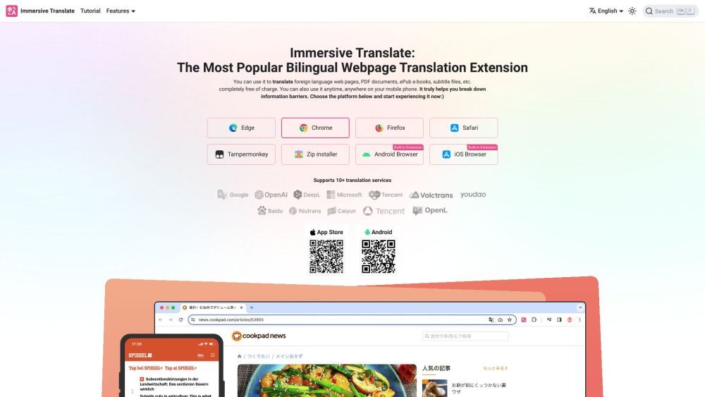 Immersive Translate website screenshot