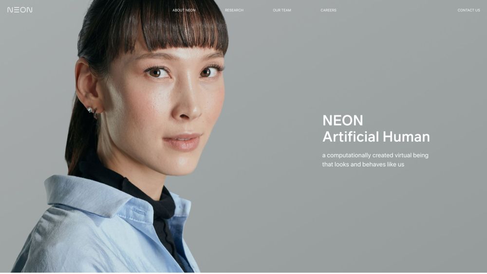 NEON Artificial Human website screenshot
