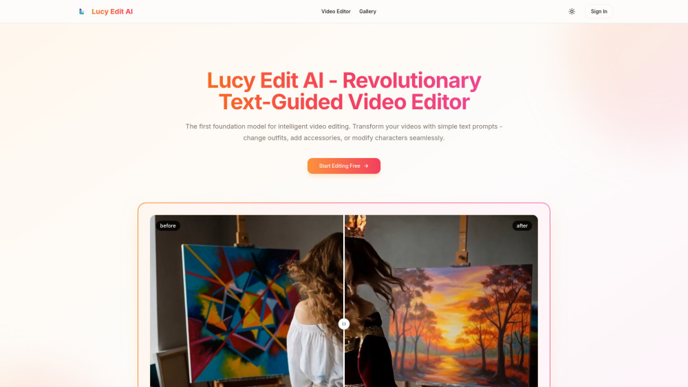 Lucy Edit Ai website screenshot