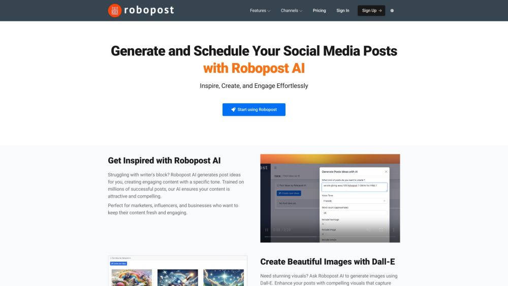 Robopost Ai website screenshot