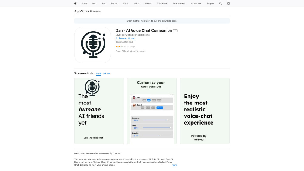 Dan Ai Voice Chat website screenshot