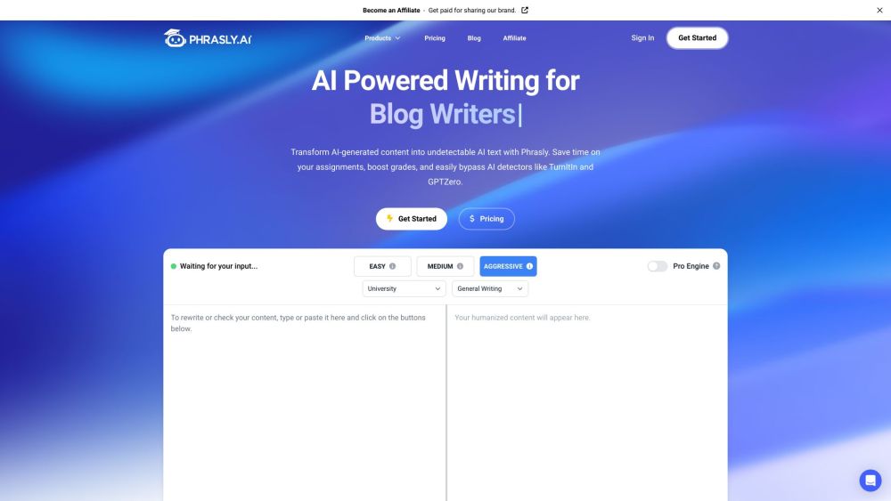 Phrasly Ai website screenshot