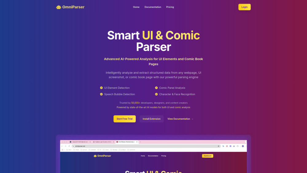 Omniparsr website screenshot