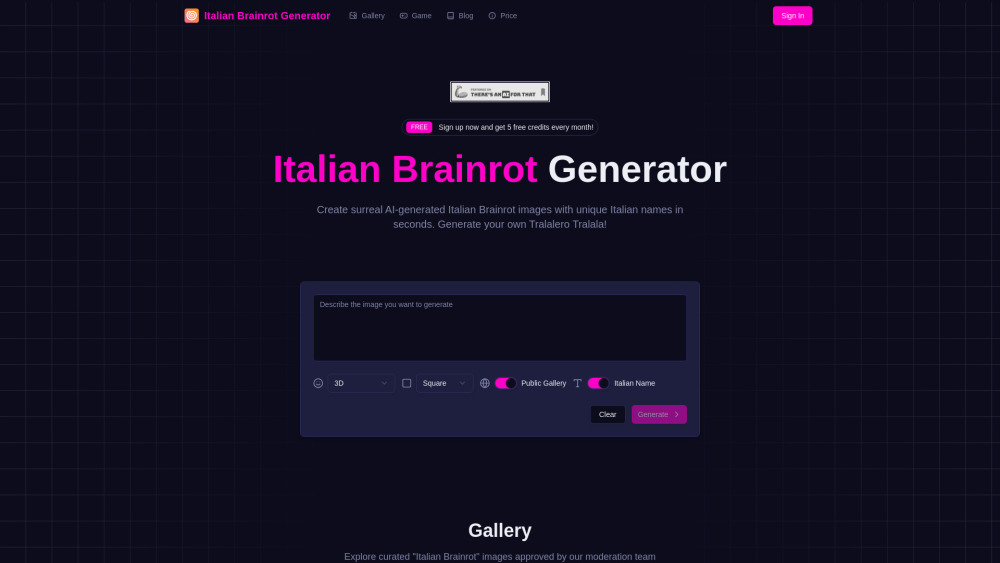 Italian Brainrot Generator website screenshot