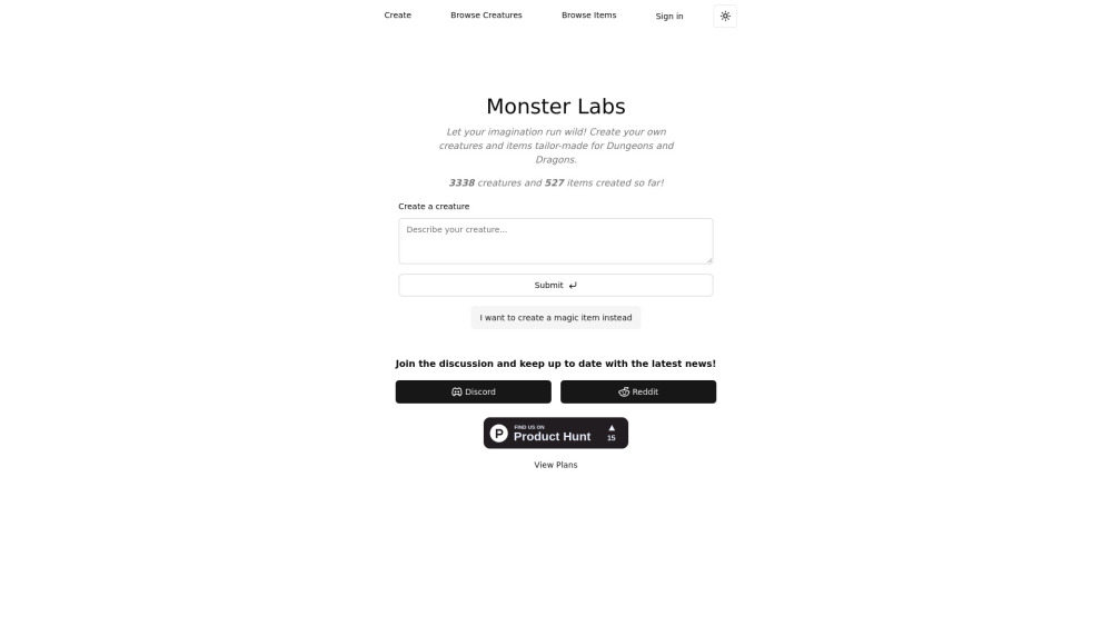 Monster Labs website screenshot