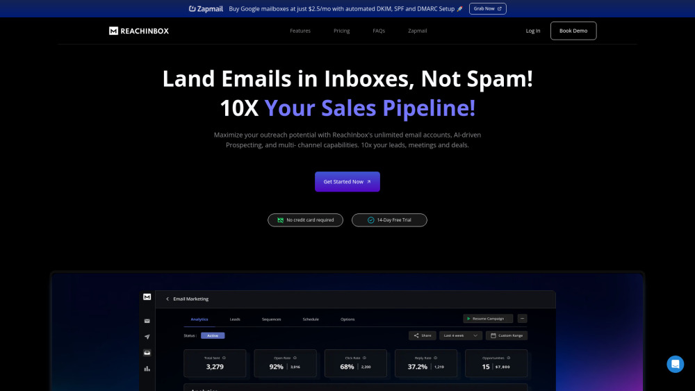 Reachinbox website screenshot
