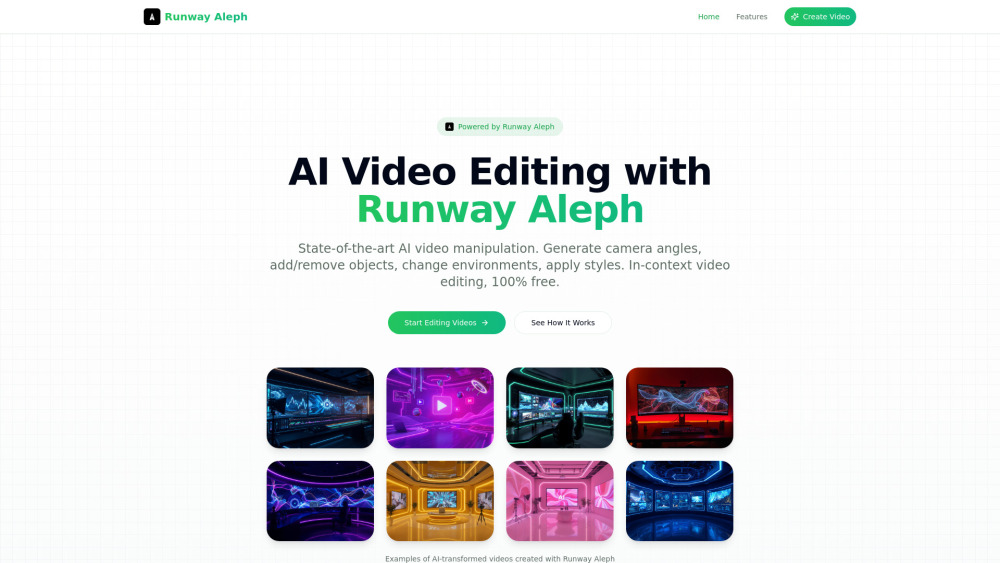 Runway Aleph website screenshot