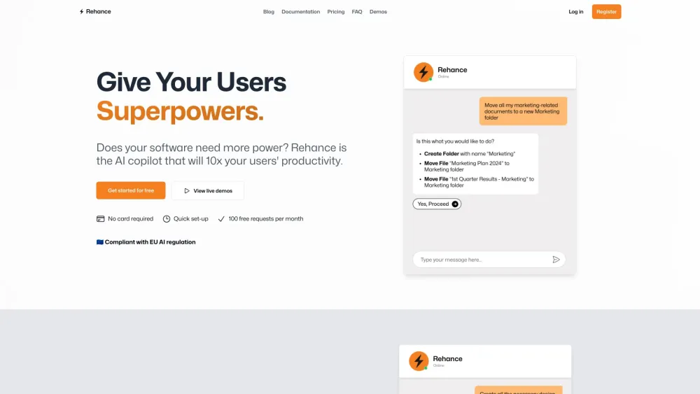 Rehance website screenshot