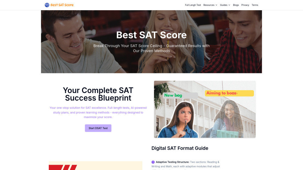 Best Sat Score website screenshot