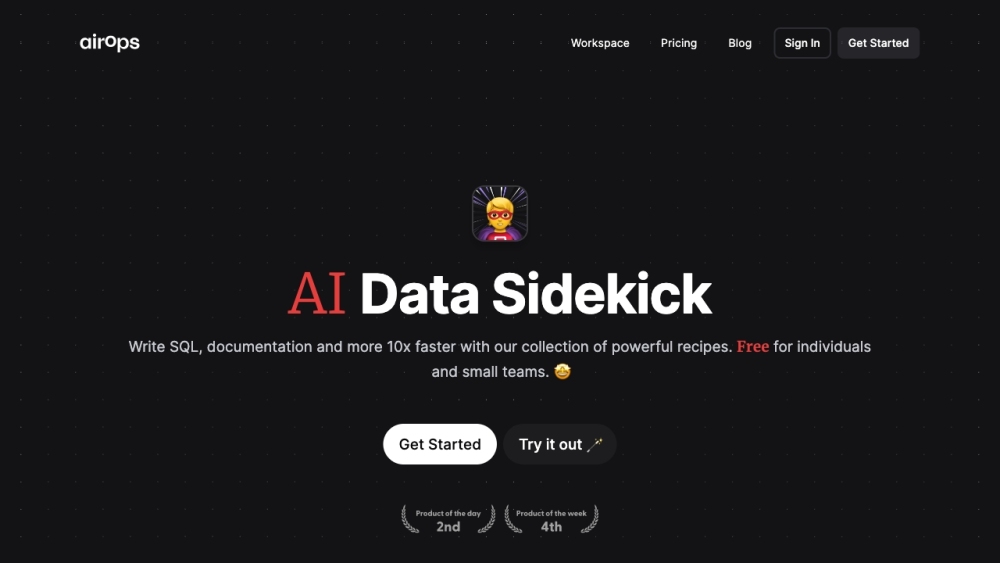 Ai Data Sidekick website screenshot