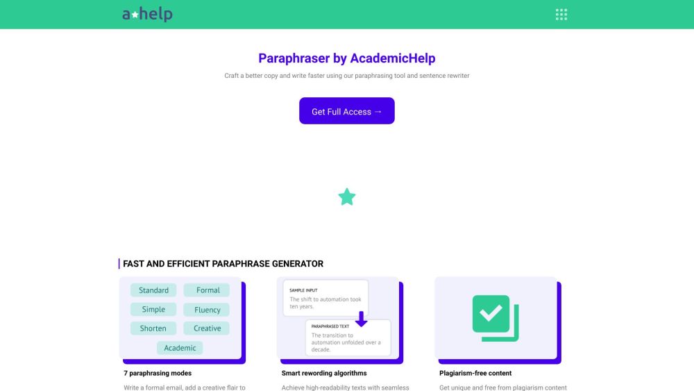 AHelp website screenshot