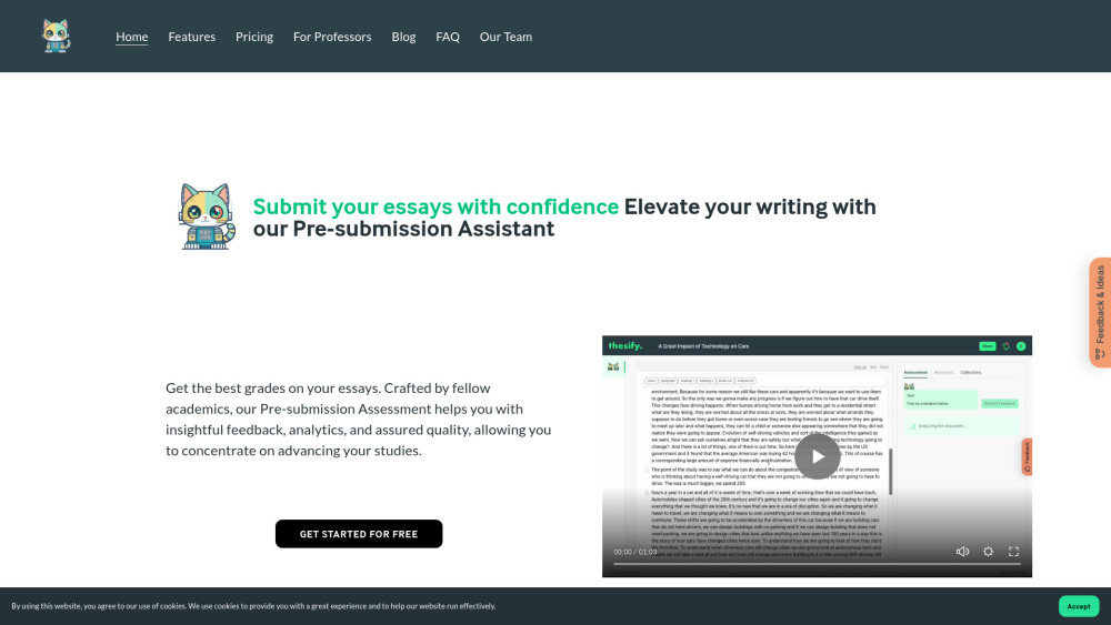 Thesify website screenshot