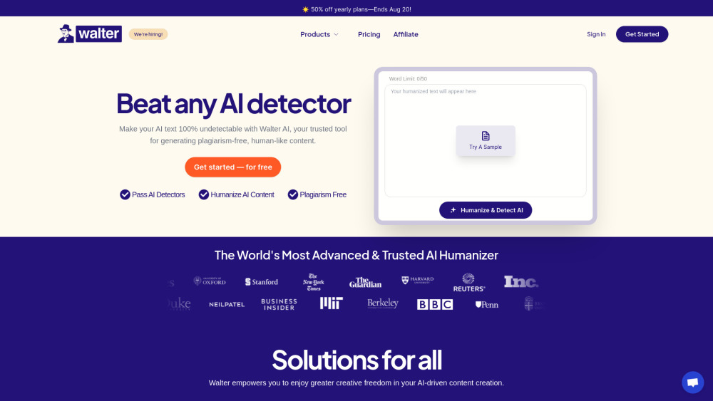 Walter Ai website screenshot