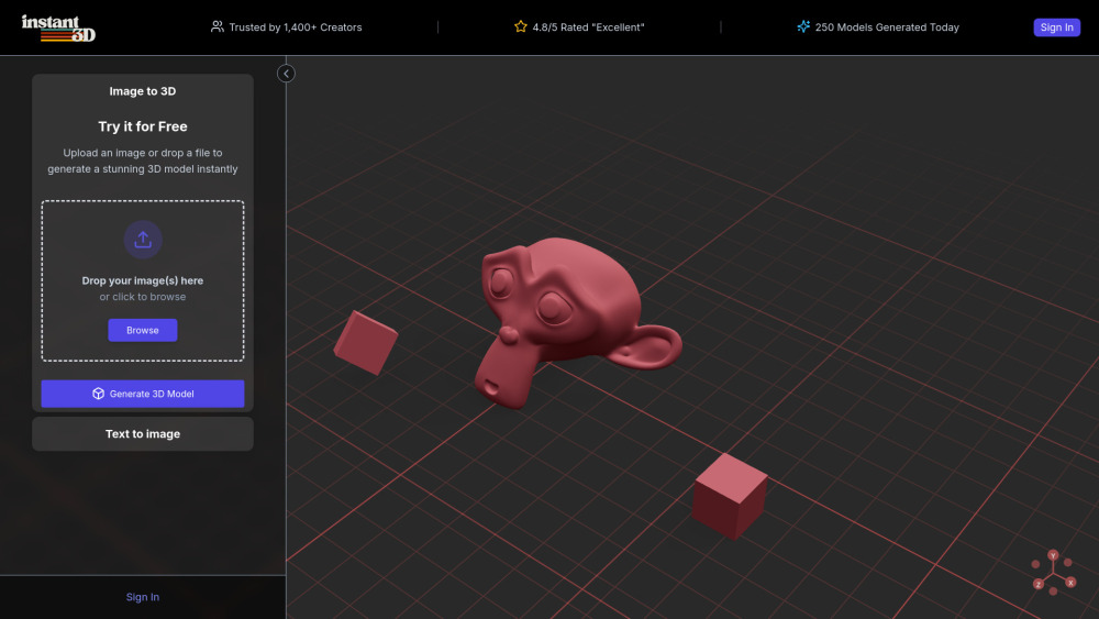 Instant 3D AI website screenshot