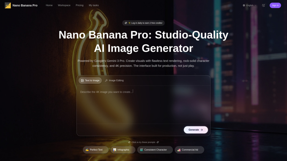 Nano Banana Pro Build With The Next Gen 4K Ai Image Model website screenshot