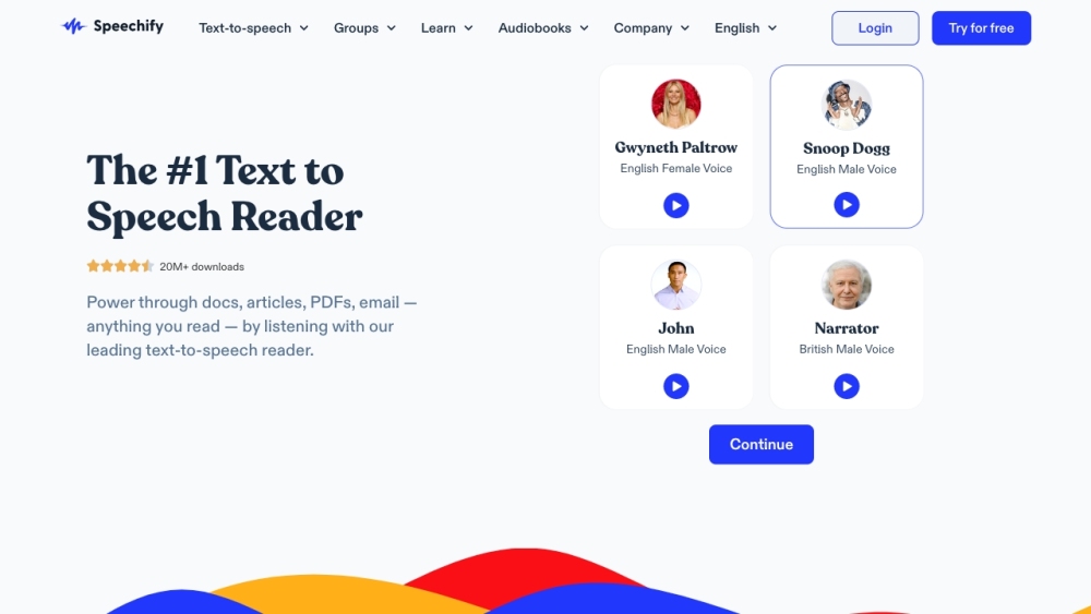 Speechify website screenshot