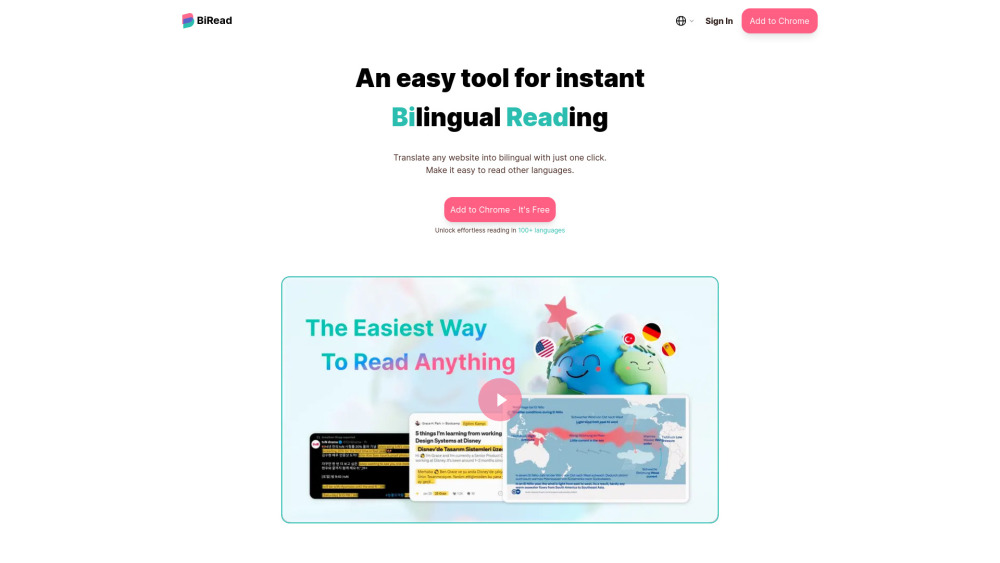 Biread Bilingual Subtitles website screenshot