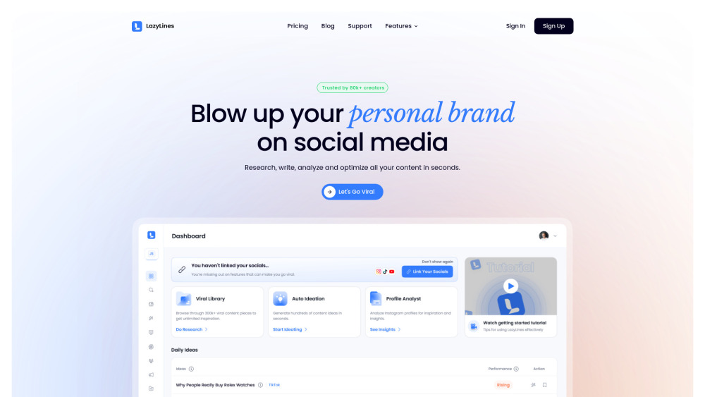 Lazylines website screenshot