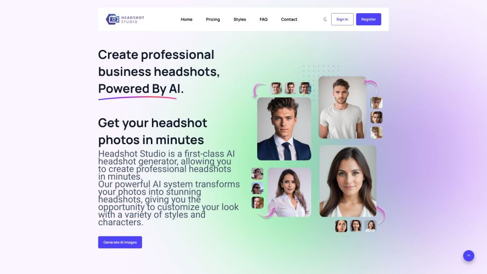 Headshot Studio website screenshot