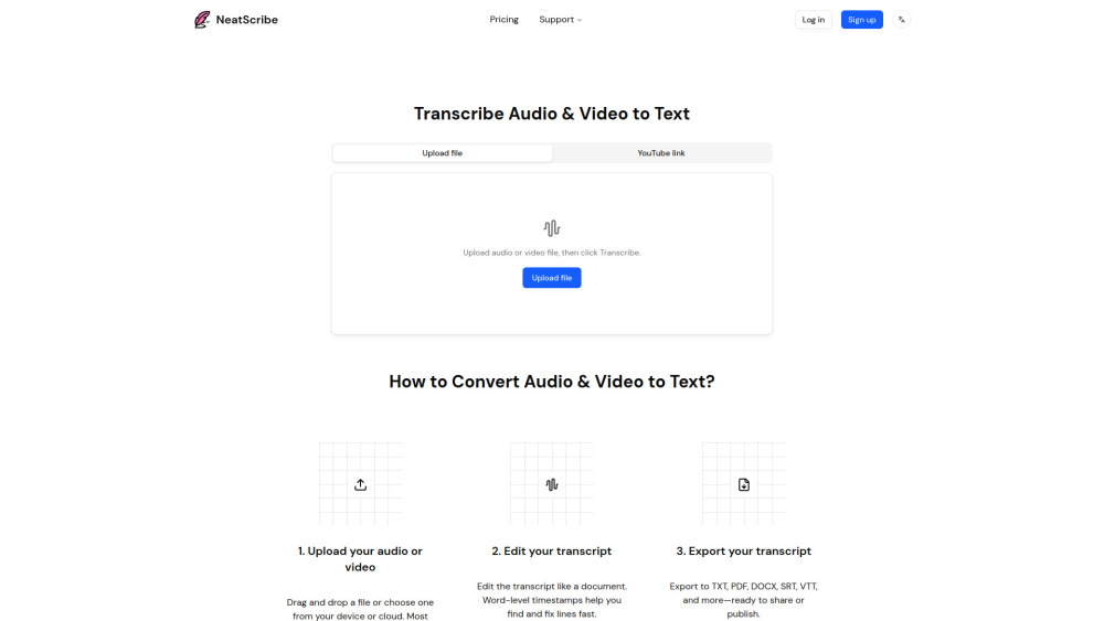 Neatscribe website screenshot