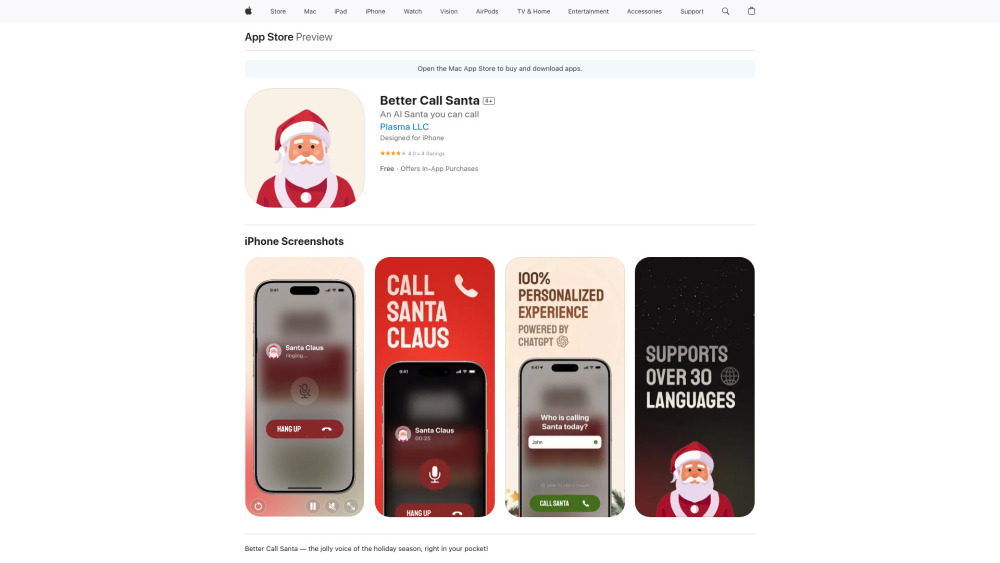 Better Call Santa website screenshot