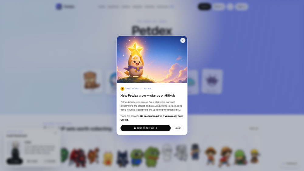 Petdex website screenshot