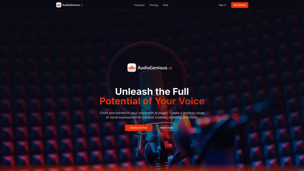 Audiogenius Ai website screenshot