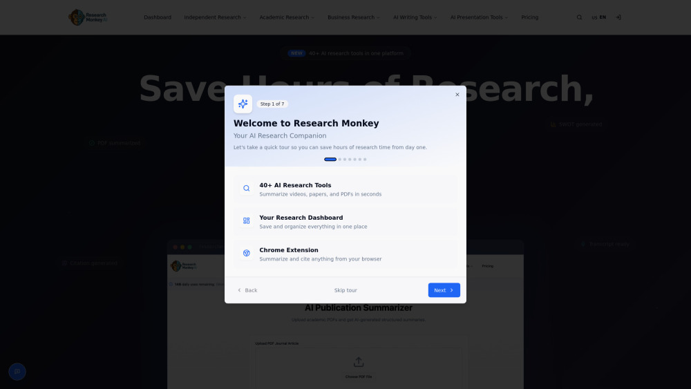 Researchmonkey Ai website screenshot