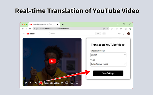Youtube Real Time Translation website screenshot
