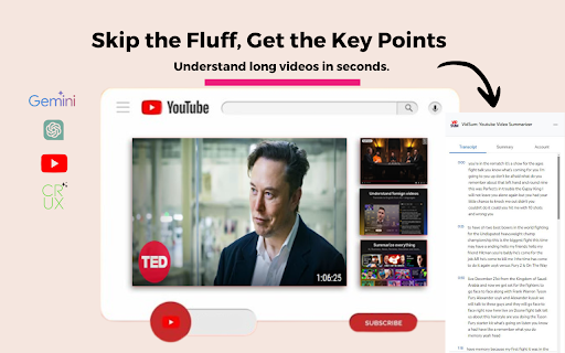 Vidsum Youtube Video Summarizer website screenshot