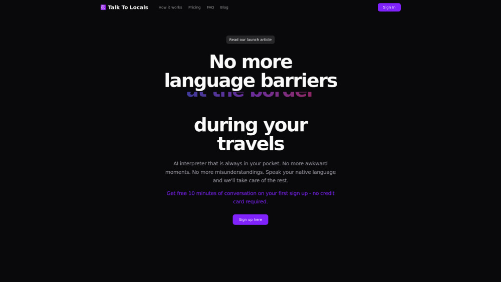 Talk To Locals website screenshot
