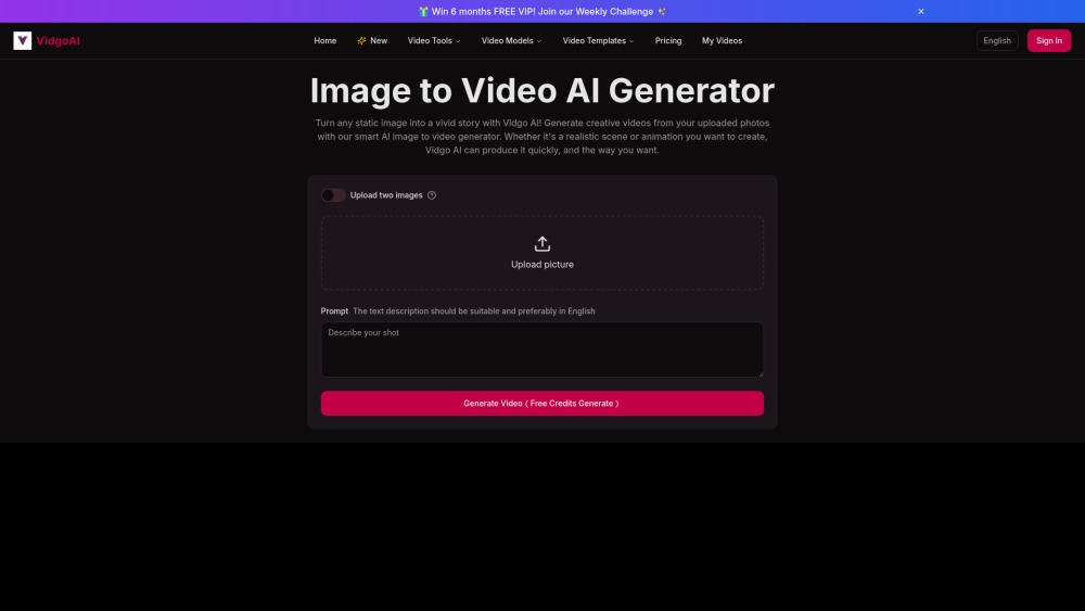 Vidgo Ai website screenshot