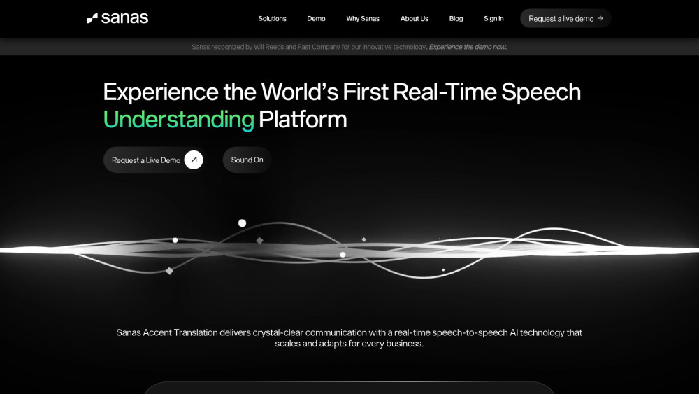 Sanas Ai website screenshot