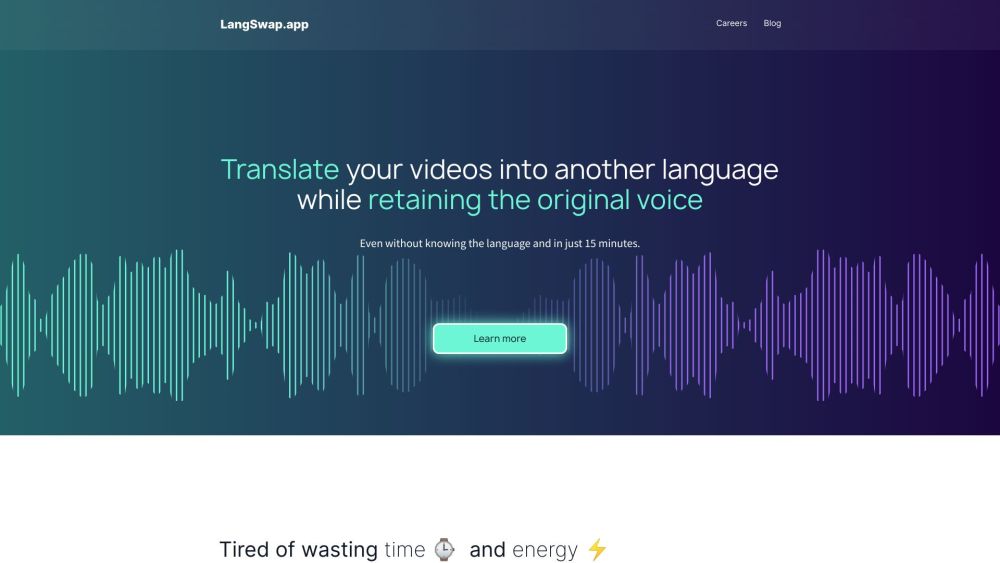 Langswap App A Video Translator Tool website screenshot