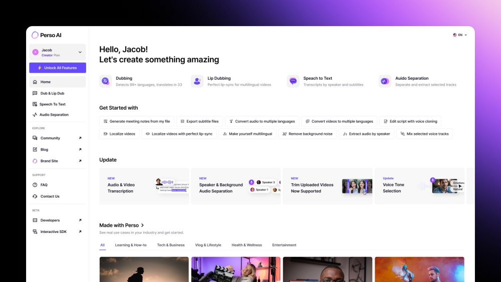 Perso Ai website screenshot