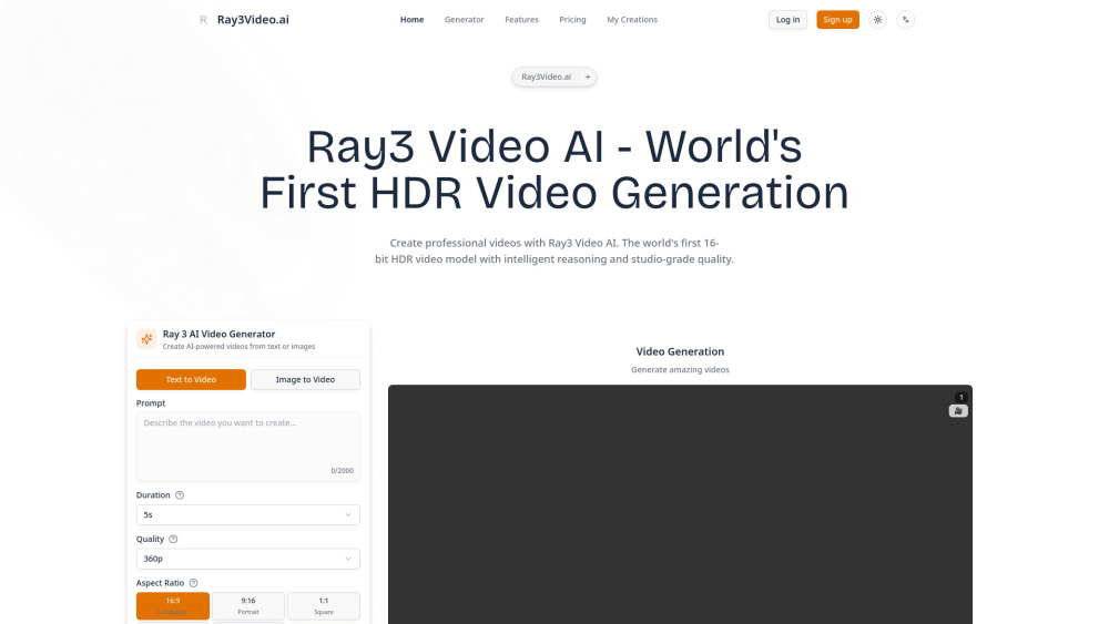 Ray3 Video Ai website screenshot