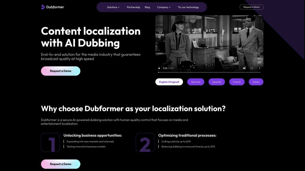 Dubformer website screenshot