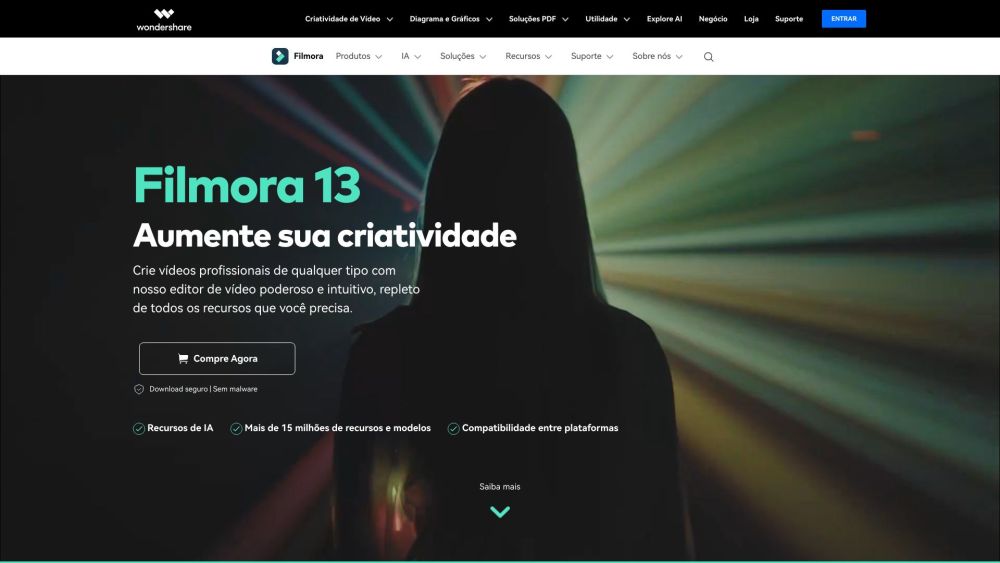 Wondershare Filmora Br website screenshot