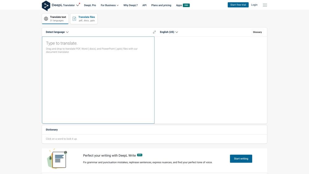 Deepl website screenshot