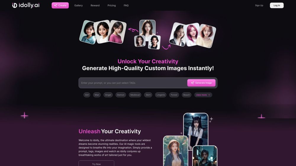 Idolly Ai website screenshot