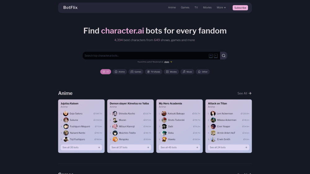 BotFlix website screenshot