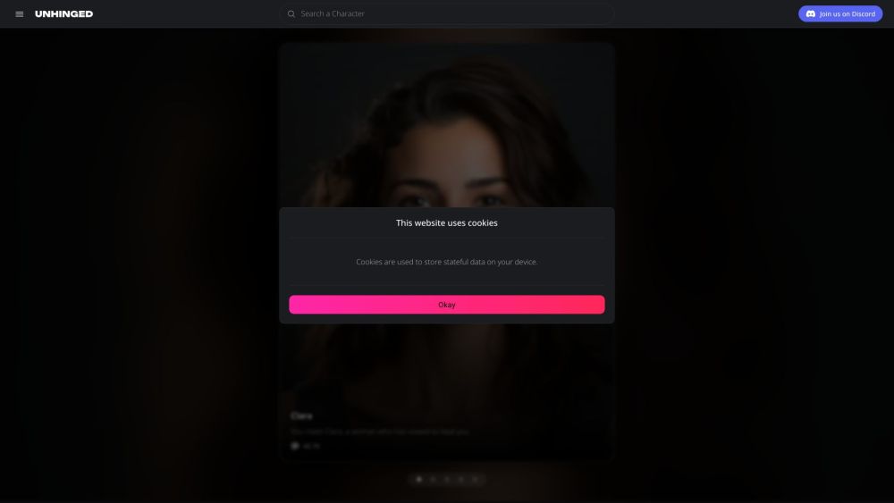 Unhinged Ai website screenshot