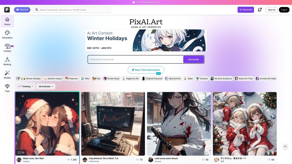 Pixai Ai Art Generator website screenshot