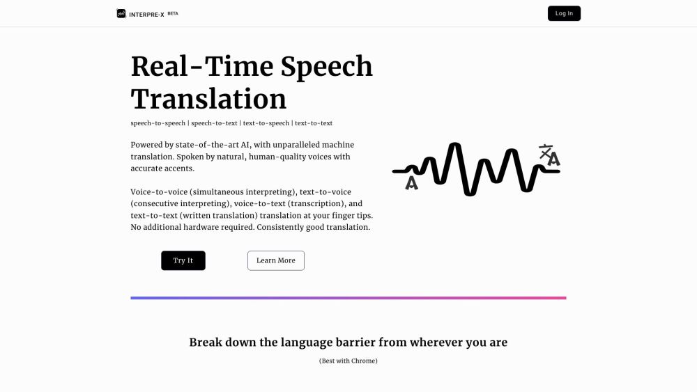 Interpre X Beta website screenshot