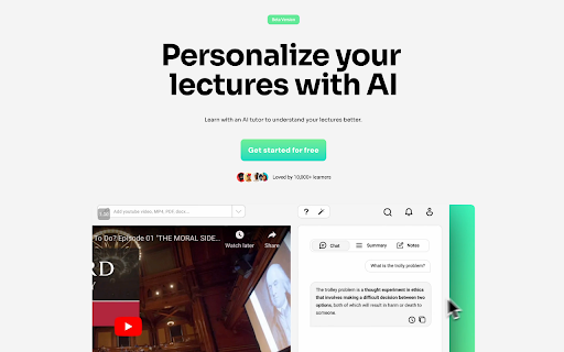 Youlearn Ai Companion For Learning website screenshot