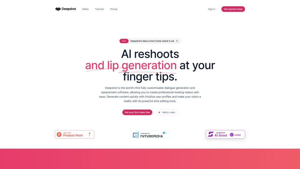 Deepshot website screenshot