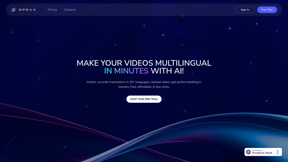 Speax Ai Video Dubbing website screenshot